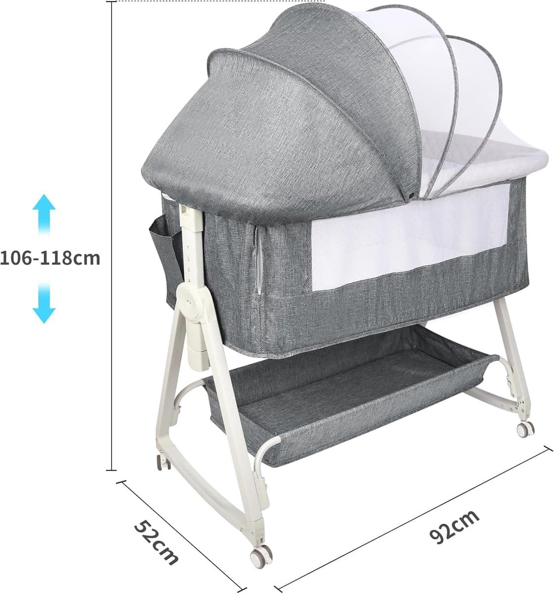 Verstelbare Co-Sleeper en Reiswieg met Matras voor Baby - 3-in-1 Functionaliteit thumbnail 2