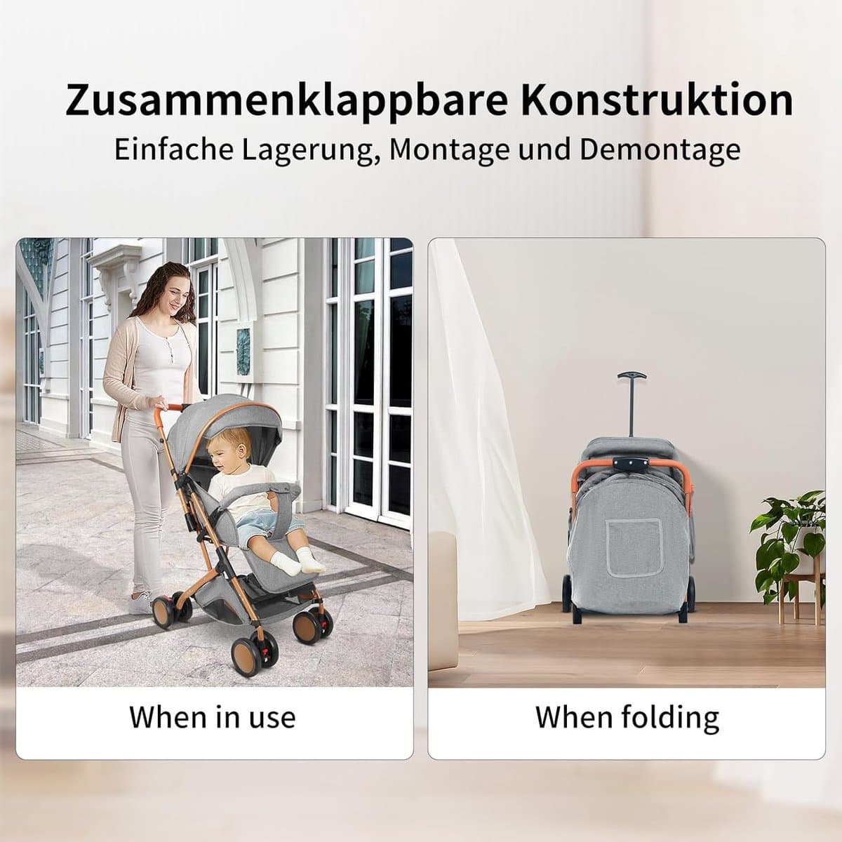 Lichtgewicht reisbuggy - Kinderwagen compact - Veilig reizen - Met één hand inklapbaar - 98 x 71 x 45 cm thumbnail 4