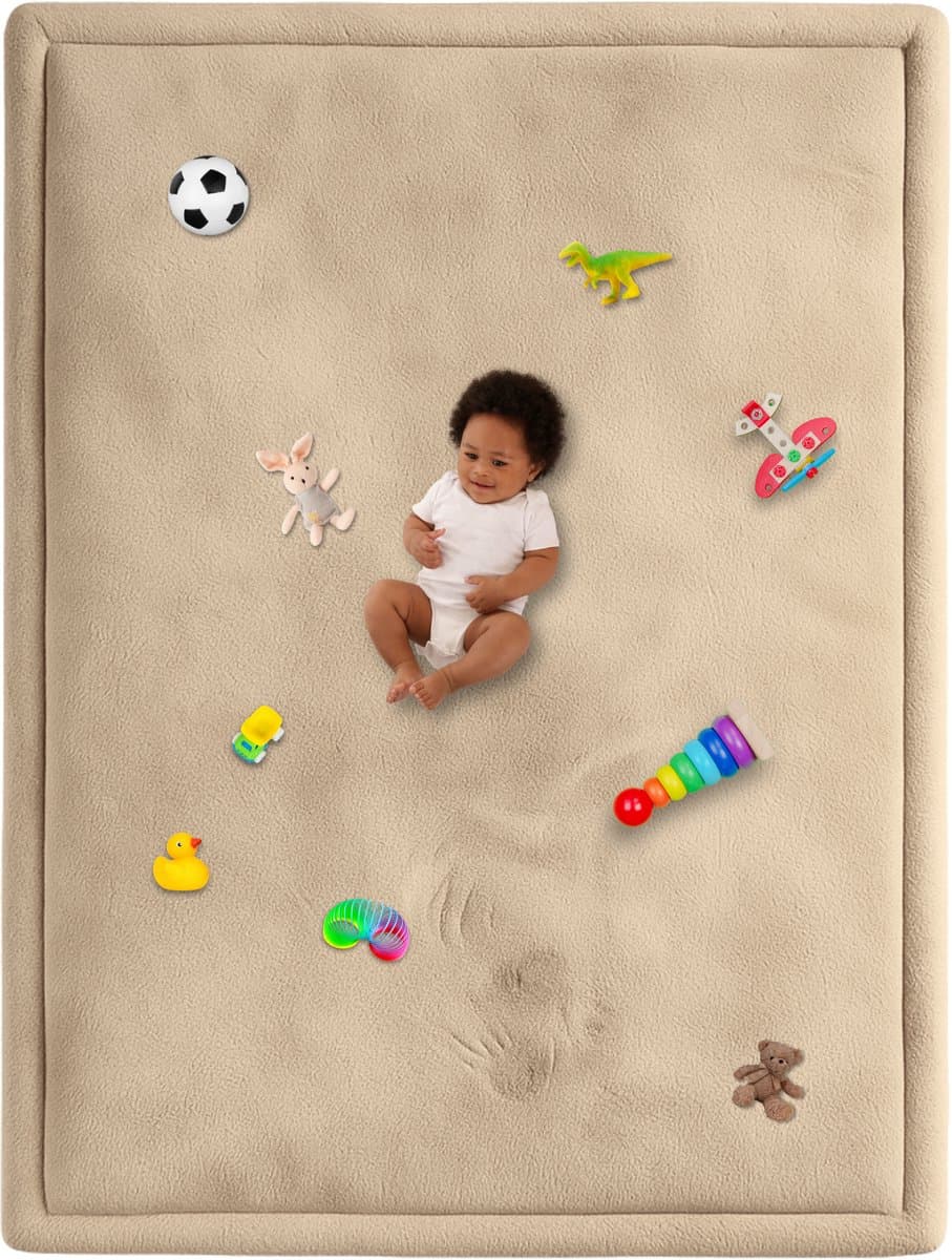 Speelmat Baby XXL - Speelkleed met Traagschuim - Fluweelzacht Speeltapijt - 200x150x3 cm - Beige