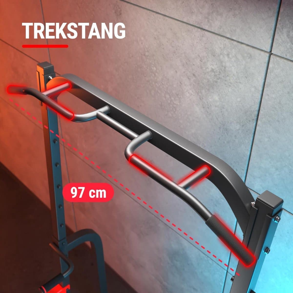 Thuys – Squat Rack – Power Rack – Haltersteunen – Half Rack – 123 x 103 x 217cm – Zwart thumbnail 2