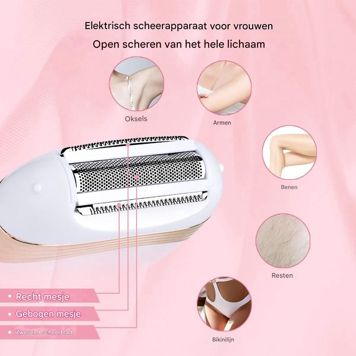 Epilator - epileerapparaat dames - gezichtsepilator vrouw - epilator dames - epilator gezicht - nat en droog ontharingsapparaat - voor armen, benen, gezicht, oksels - wit thumbnail 3