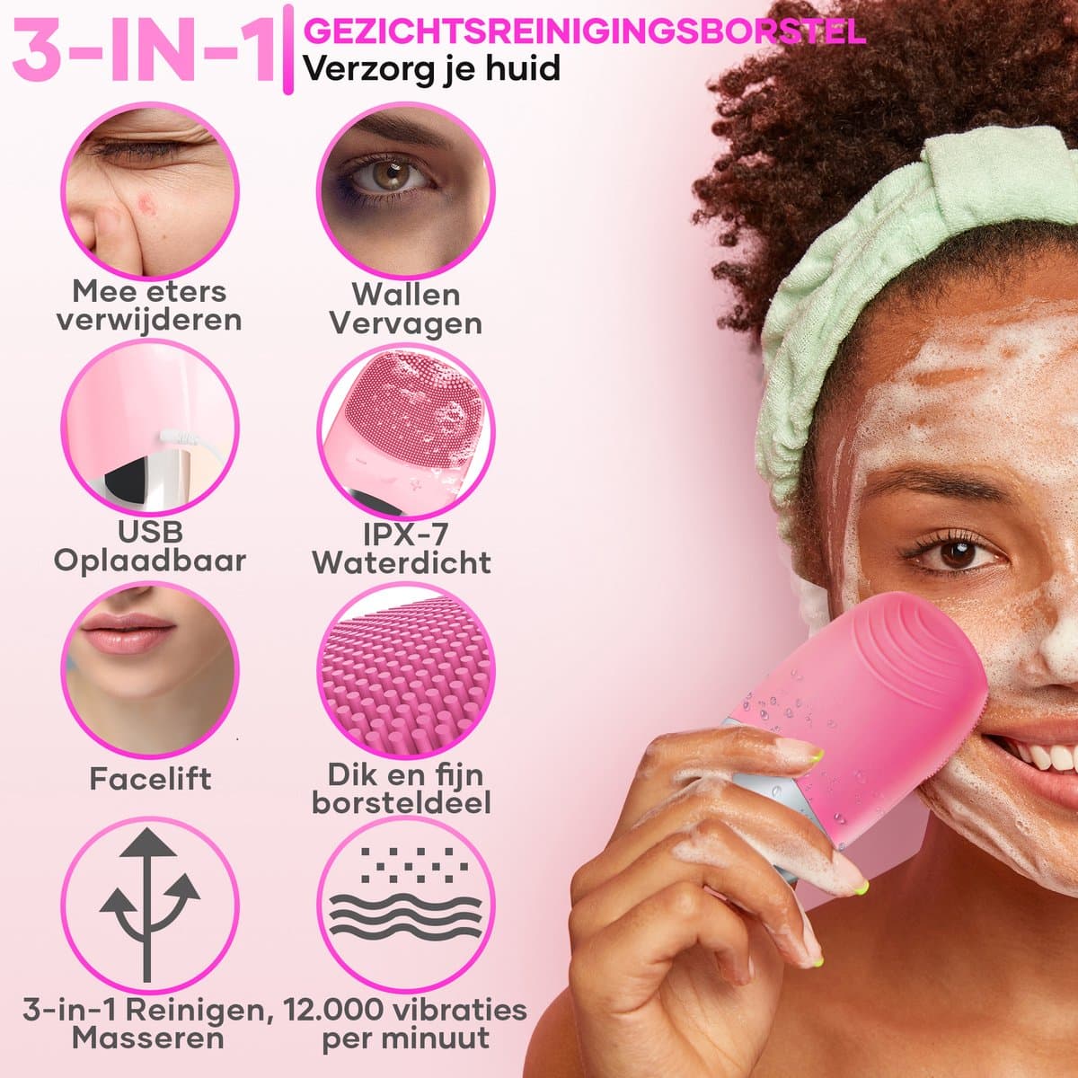 Gezichtsreiniger Elektrisch - Gezichtsborstel - Face Scrub - Gezichtsverzorging - Gezichtsreiniging thumbnail 4