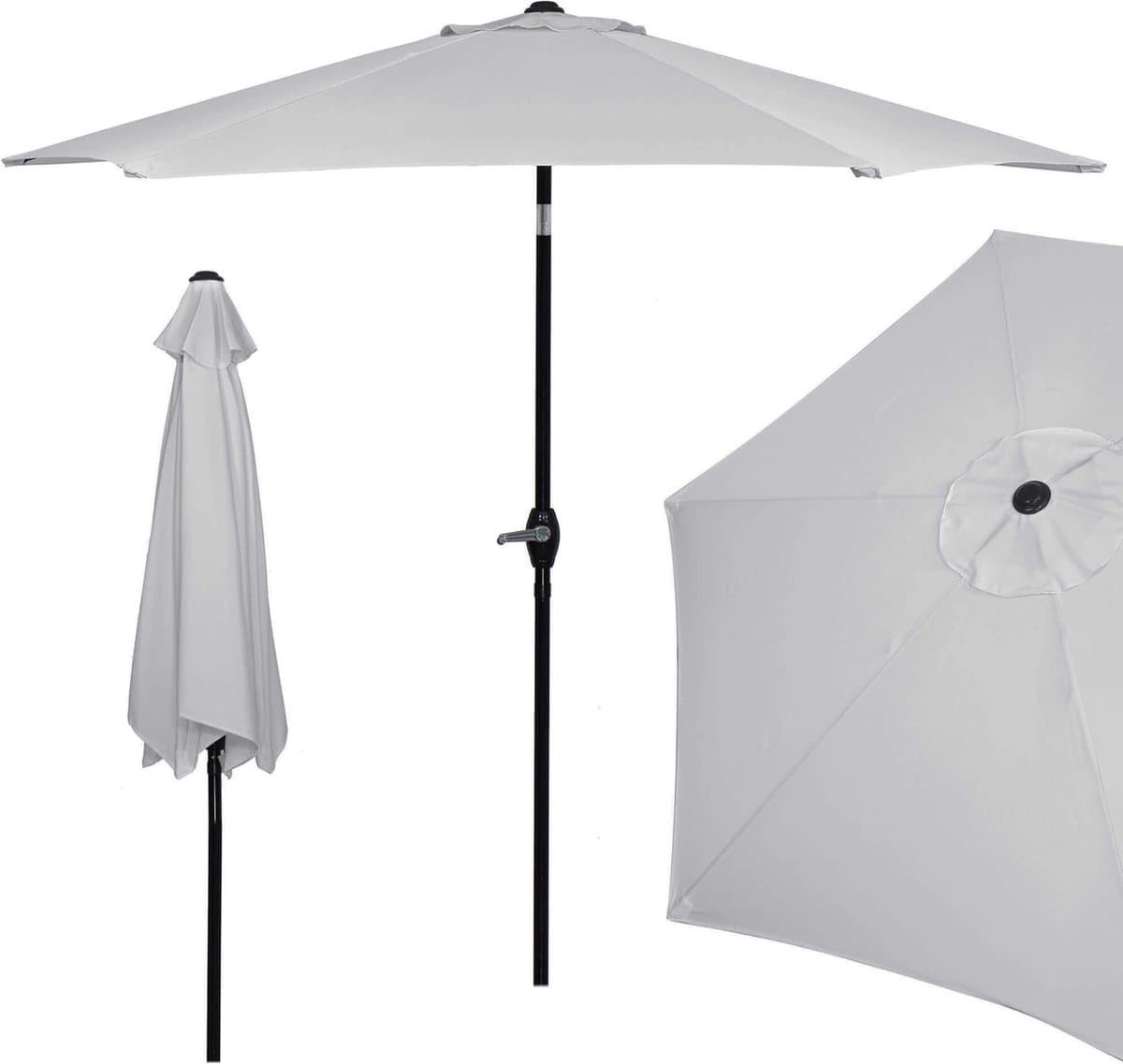 Springos Parasol | Parasols | Kantelbaar | Met ventilatie | Zilver | Ø 250 cm thumbnail 7