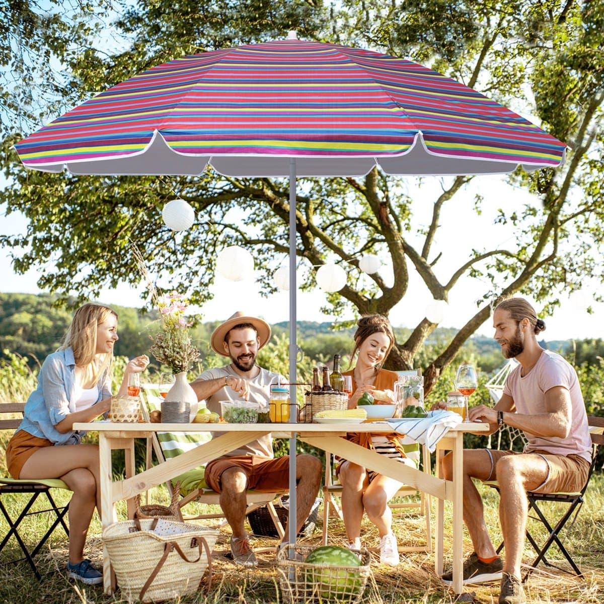 Kingsleeve Parasol 200cm - UV-bescherming 50+ Kantelbaar - Kleurrijk thumbnail 6