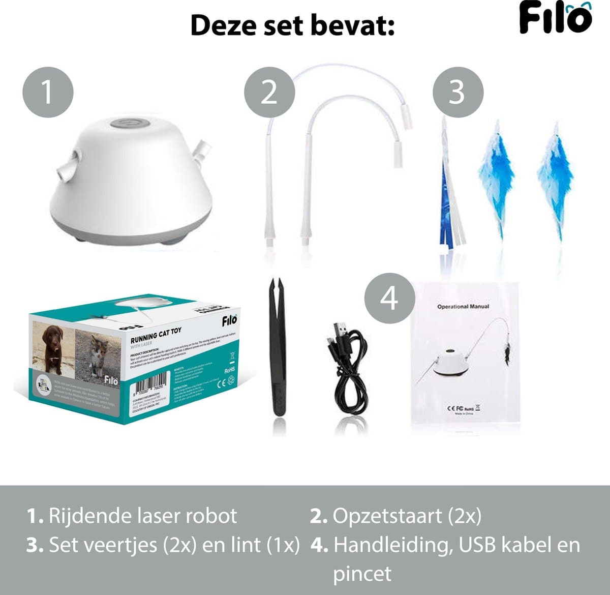 Filo Elektrisch Kattenspeelgoed met Laser - Interactief Rijdend Katten Speelgoed - Kattenspeeltjes Automatisch - Speelgoed Kat - Cat Toy - Kitten Speeltjes thumbnail 8