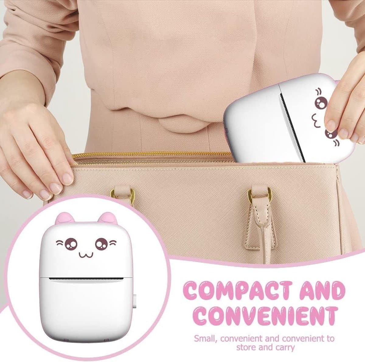 Mini-printer draagbare mini-fotoprinter voor smartphone zakprinter - thermische printer met 5 pennen - 5 thermisch papier - 5 printerpapier voor leernotities foto's - fotolabels reizen mini printer thumbnail 6