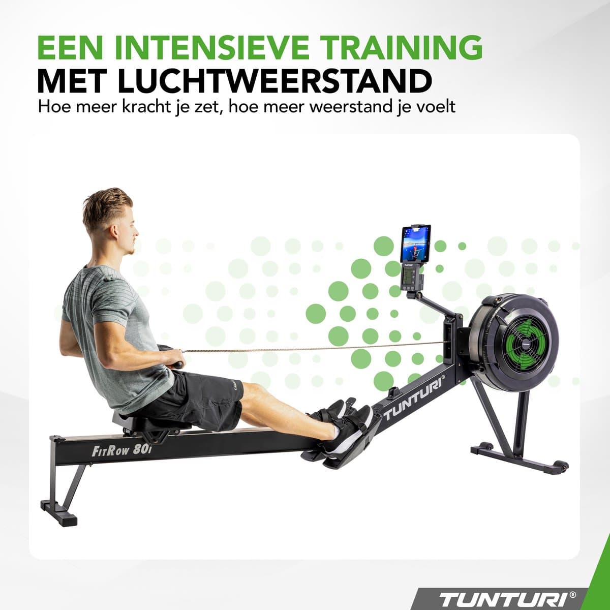 Tunturi Fitrow 80i Roeitrainer - Roeimachine Fitness - Inklapbaar roeiapparaat - 10 Weerstandsniveaus - Luchtweerstand – Bluetooth thumbnail 4