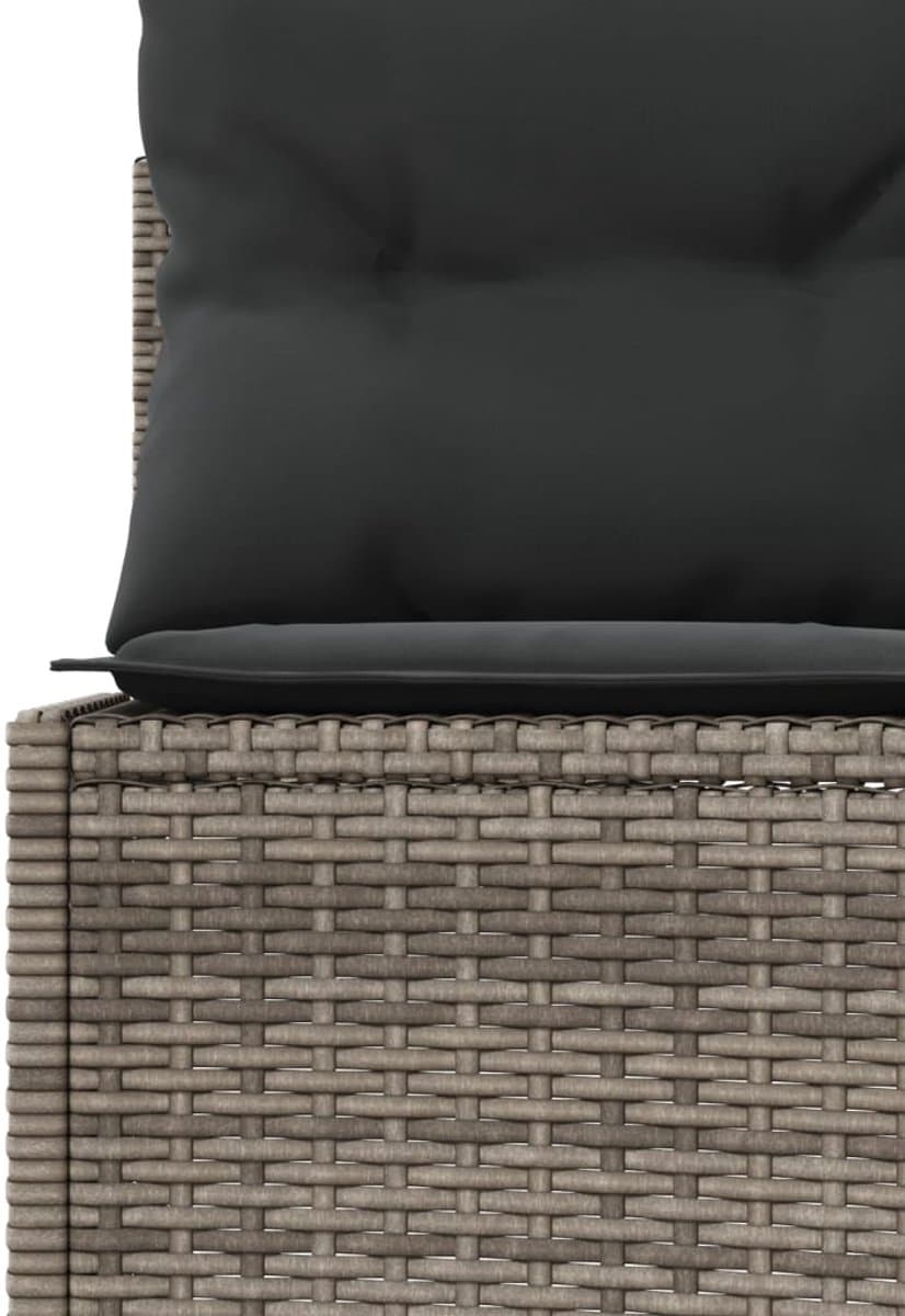 vidaXL - Tuinbank - met - tafel - en - kussens - rond - poly - rattan - grijs thumbnail 4