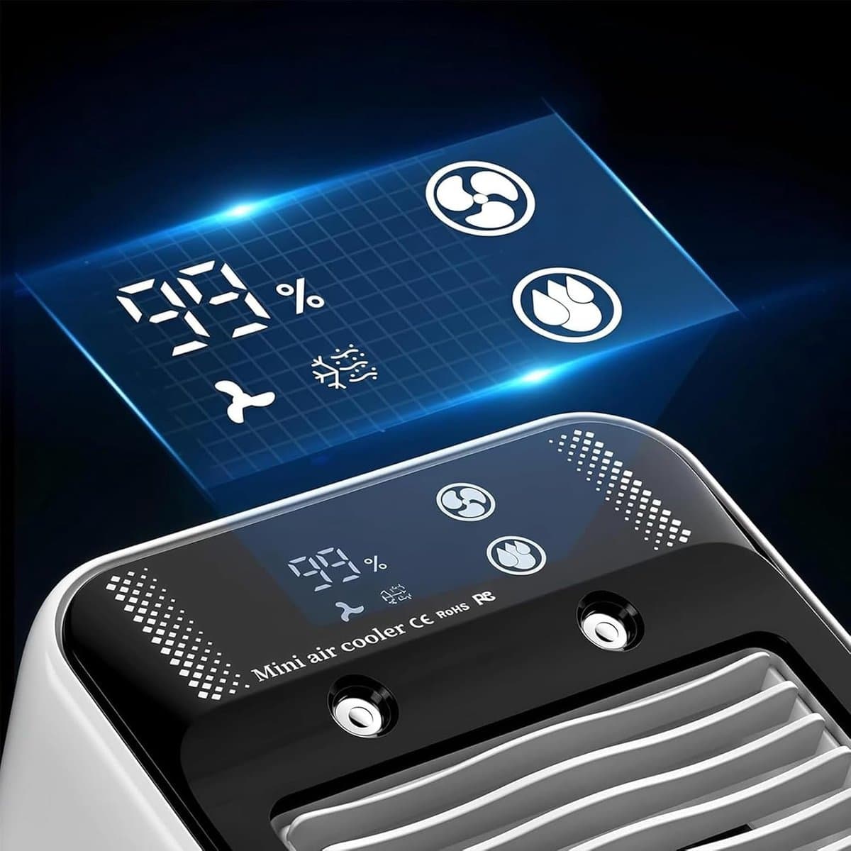 Airco-unit - Stille Draagbare Airconditioner Met Luchtbevochtiger Mist, 2/4u Timer En 2 Snelheden, Digitaal Display, 500ml Persoonlijke Verdampingskoeler, Voor Thuis, Slaapkamer - wit [Energieklasse A] thumbnail 3