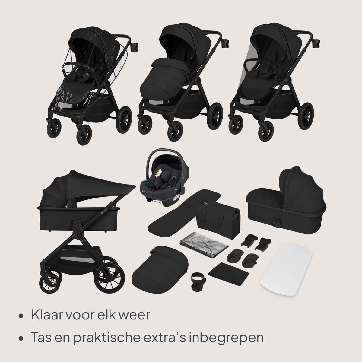 Lionelo Layla 3in1 kinderwagen - XXL set met i-Size autostoel thumbnail 6
