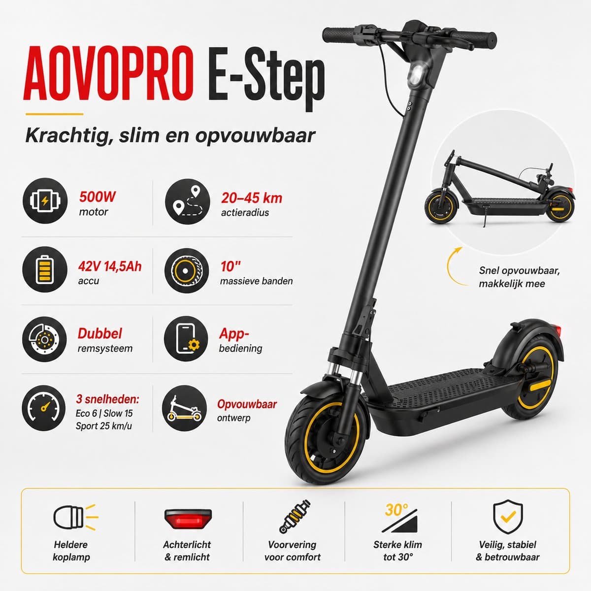 AOVOPRO ESMAX: 350W step, 35km actieradius, app-bediening thumbnail 8