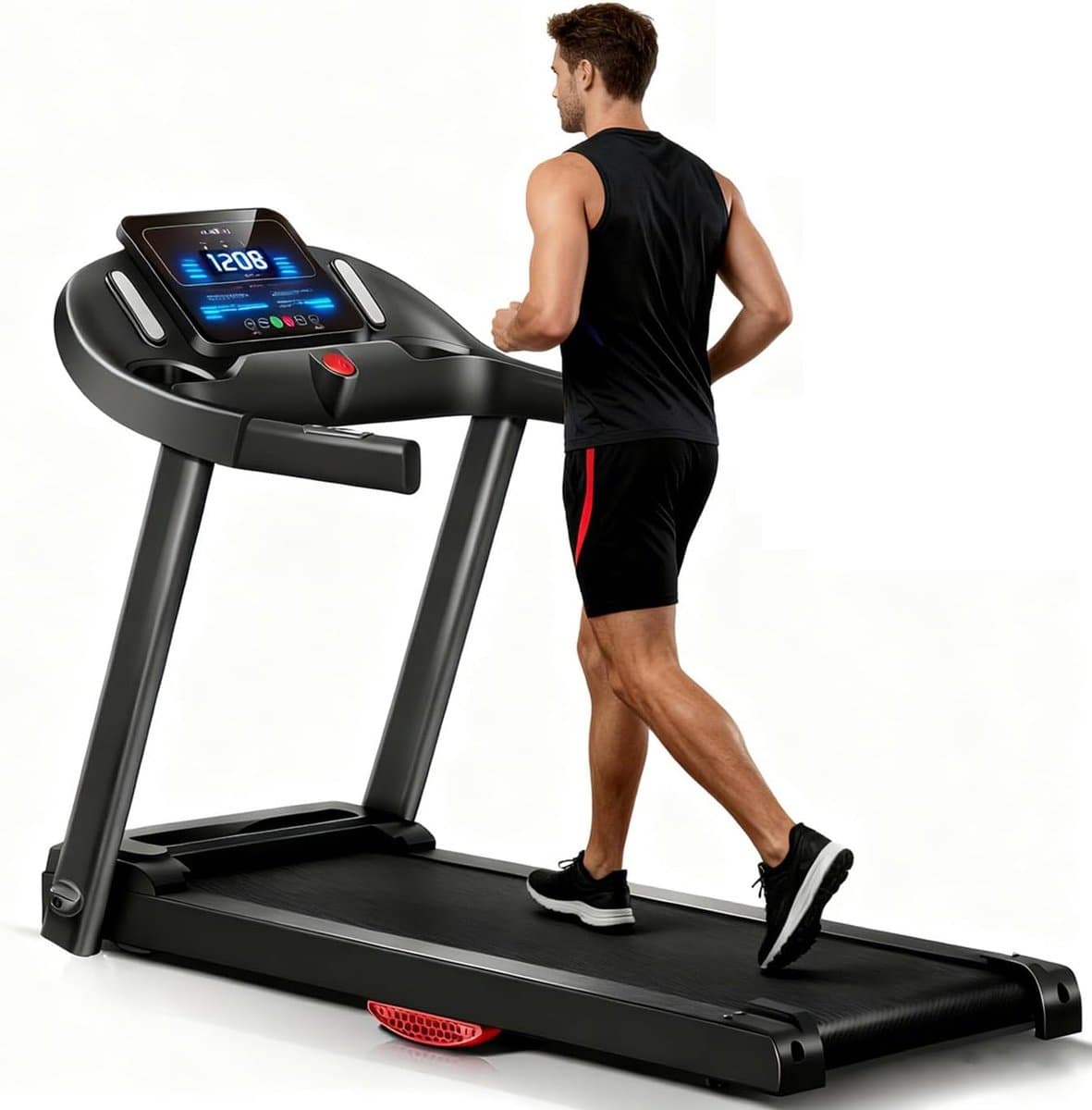 Opvouwbare Loopband - Hometrainer Fitness - Intensieve Training - 15% Helling Simulatie - 136 kg Capaciteit - Zwart - afbeelding 1