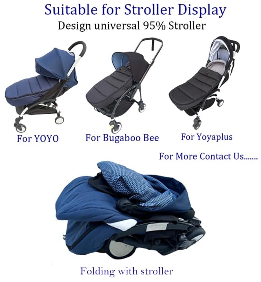 SnelShoppen - Universele Kinderwagen Voetenzak voor Babyzen, Stokke en Bugaboo - Wind- en Koudbestendig Materiaal - Gemakkelijk Schoon te Maken - Blau thumbnail 4