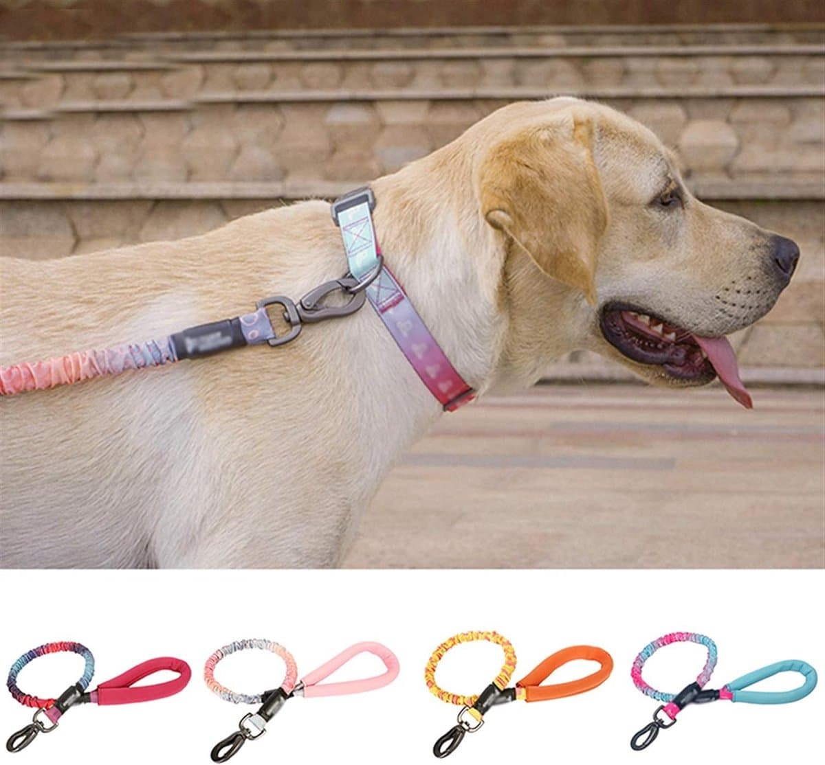 Hondenriem Intrekbare hondenriem - Stijlvolle Pet Riemen Running Training Tractie Touw - Sterke Hondenriem (120-150) cm) Roze/blauw thumbnail 2