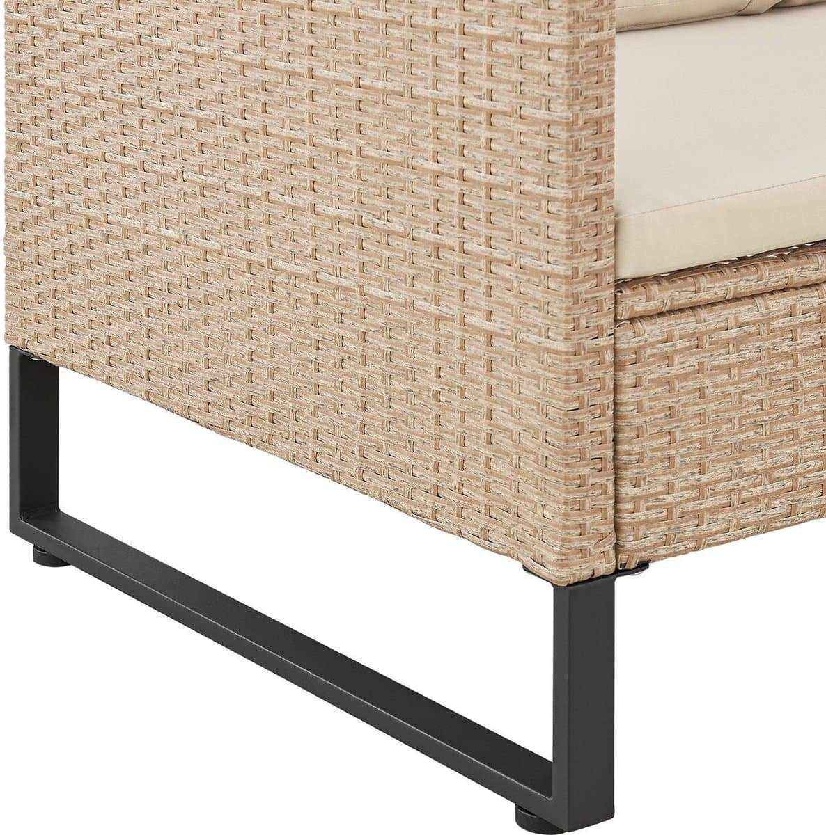 Juskys Loungeset / Tuinset Santorini - Polyrotan - Modulair - Crème - Incl. Tafel & Opbergbox thumbnail 7