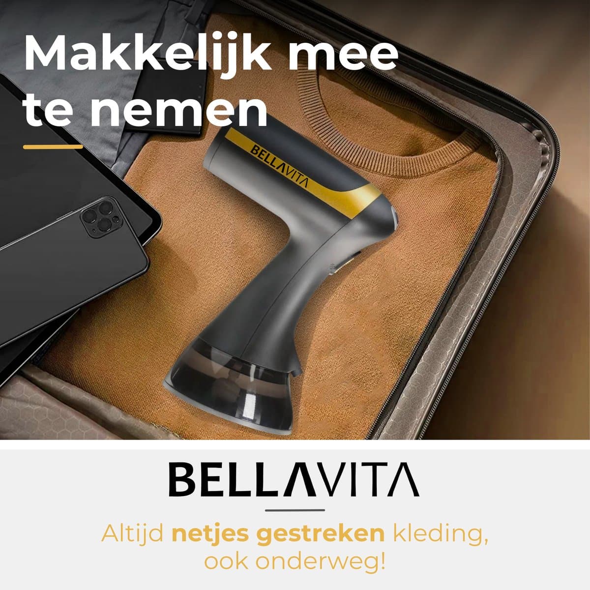 BELLAVITA ® Kledingstomer - Handstomer - Steamer - Kleding Stomer - Stoomapparaat - Zwart - 300ml - Stoomstrijkijzer - Textielstomer - Kleding - Strijken thumbnail 4