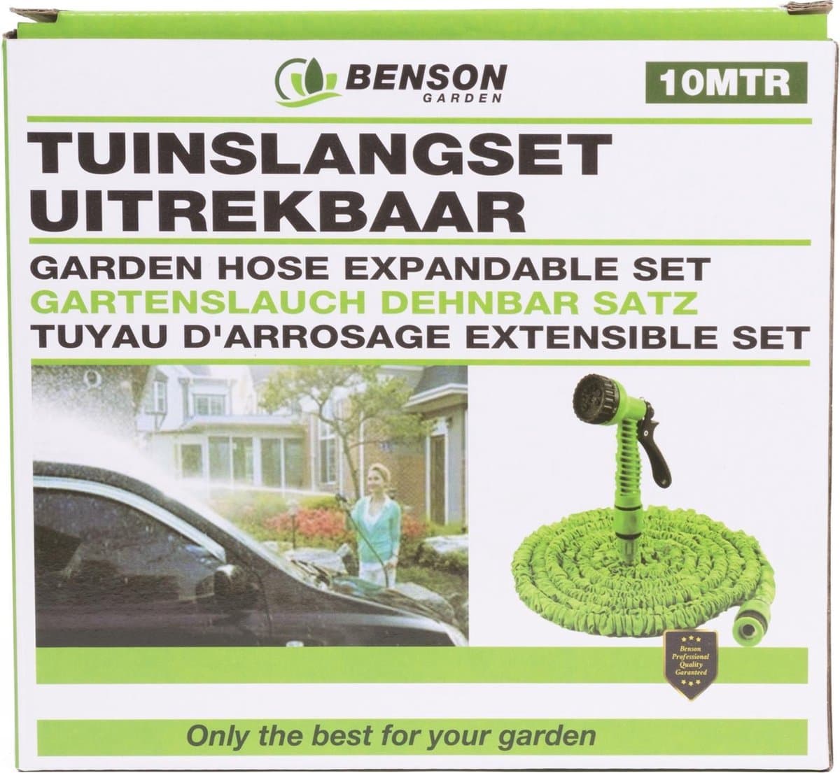 Benson - Tuinslang - Fexibel - 10 meter - Tuinslang met koppeling - Spuitpistool - Groen thumbnail 4