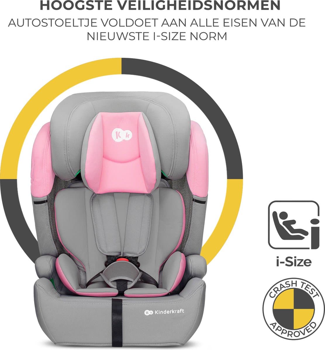 Kinderkraft COMFORT UP I-SIZE Autostoeltjes – 9 tot 36 kg - 76-150 cm - Groep 1/2/3 – Tot 12 Jaar – Roze thumbnail 2