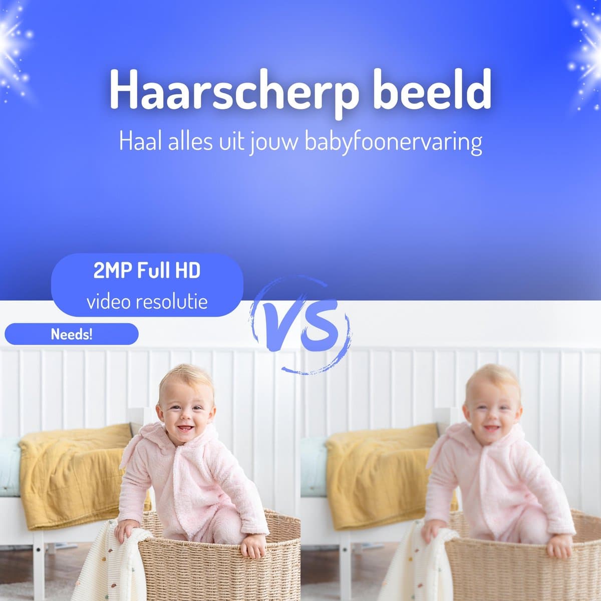 Needs!® Full HD Wifi Babyfoon met Camera WS-Q100A - En App - Camera Beveiliging – Wifi Camera – Camerabewaking - 1080p – Baby Monitor – 2.4GHZ – Wit thumbnail 8