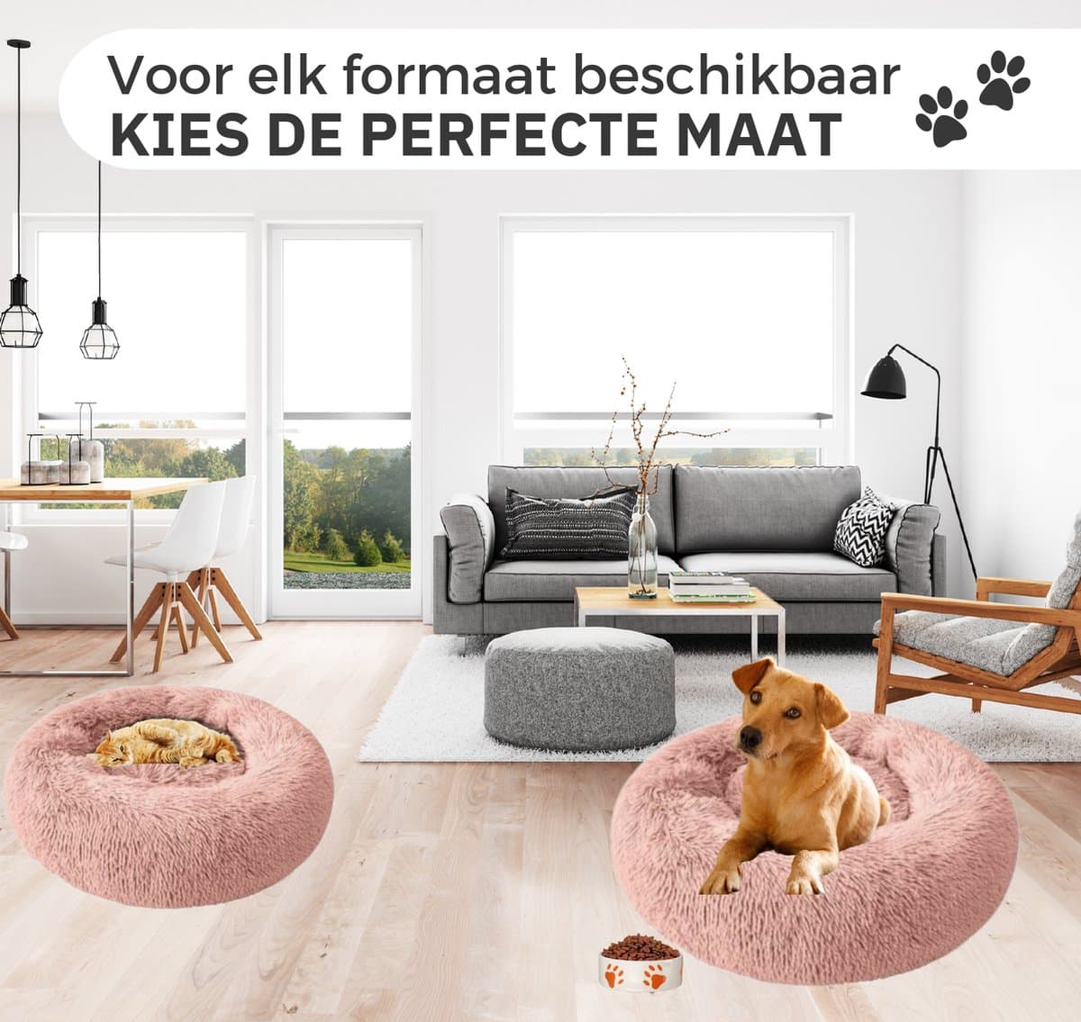 Donut Hondenmand - Kattenmand - Maat M 60cm (ligvlak van 45cm) - Roze - Pluche en Zacht - Fluffy - Comfortabel - Duurzaam en Antislip Design - Rond - Wasbaar - Orthopedisch - Hondenbed - Hondenkussen - Honden mand - Hondenmanden thumbnail 4