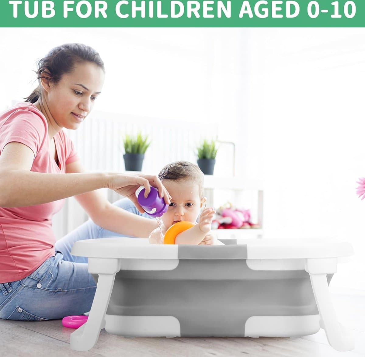 Opvouwbare babybadkuip met douchekopaansluiting en thermometer - Ruimtebesparend en ergonomisch babybadje voor 0-36 maanden thumbnail 7