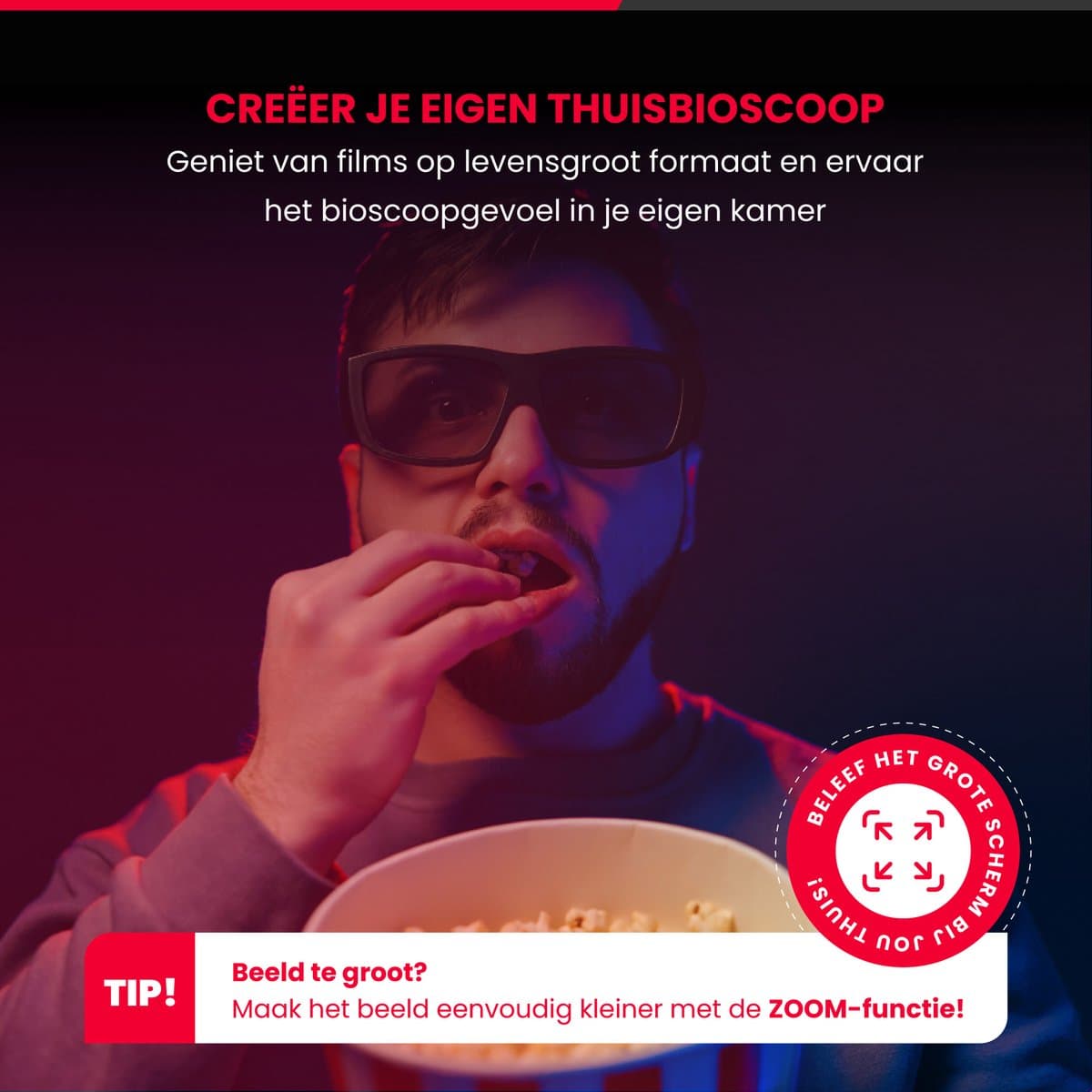 STOBE® TITANIC draagbare mini beamer - Beamer Projector - mini projector - HDMI - AUX - USB - 4K beamer support - Thuisbioscoop thumbnail 4