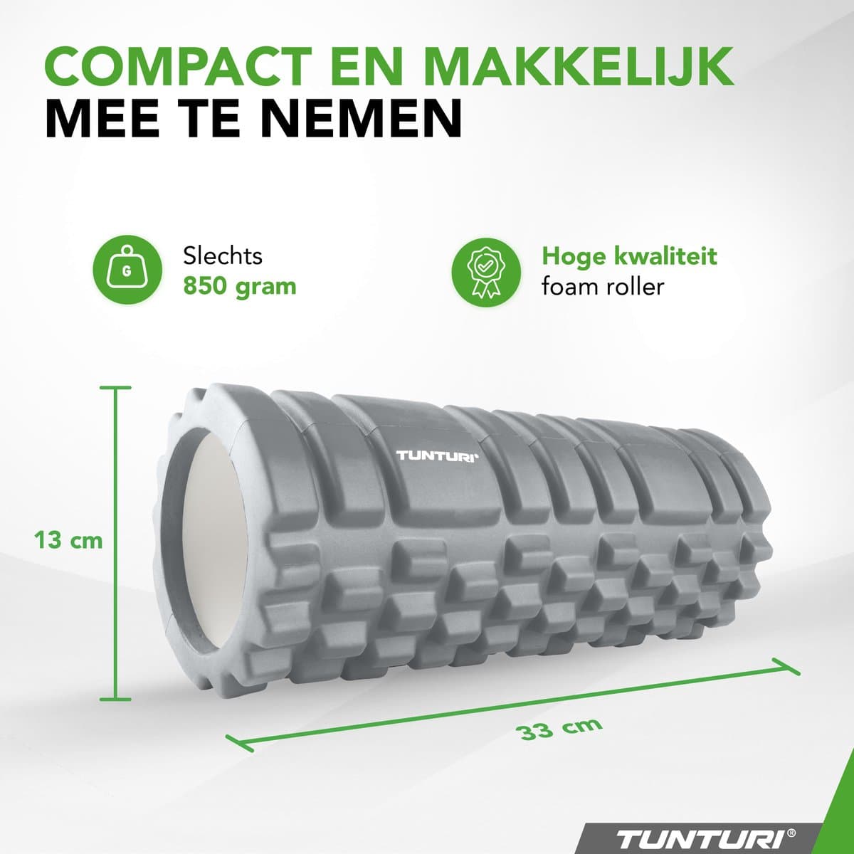 Tunturi Yoga Grid Foam Roller - Massage Roller - Foamroller - Fitness Roller - Grijs - 33cm - Incl. gratis fitness app thumbnail 8