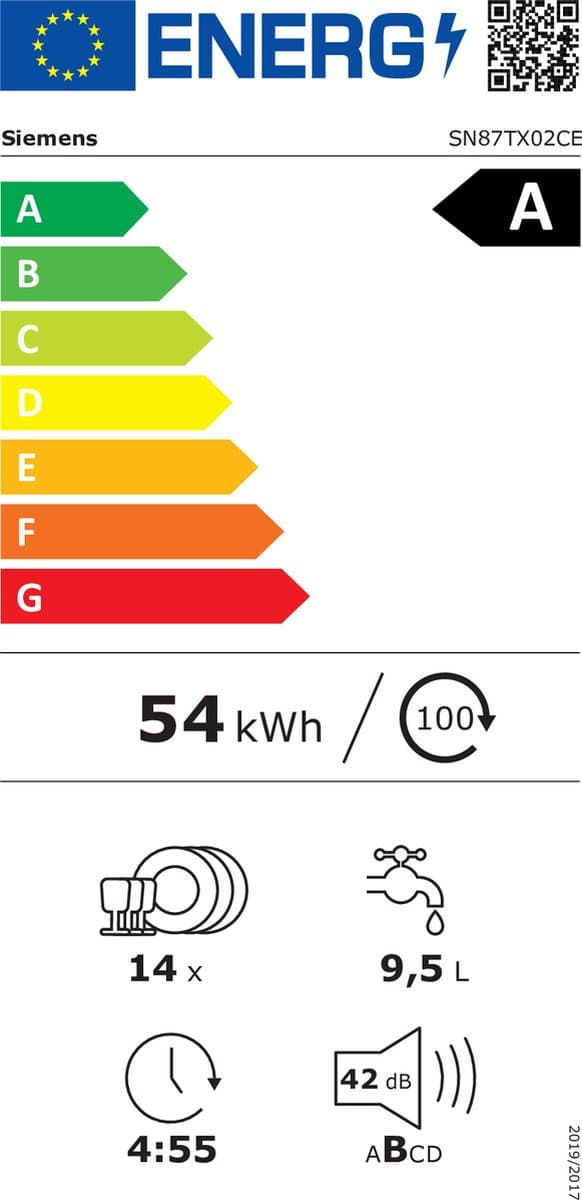 Siemens SN87TX02CE - iQ700 - Inbouwvaatwasser - 60 cm - Energielabel A - Home Connect - Zeolith: extra droge vaat - varioSpeed Plus: je vaat tot wel drie keer zo snel schoon thumbnail 5