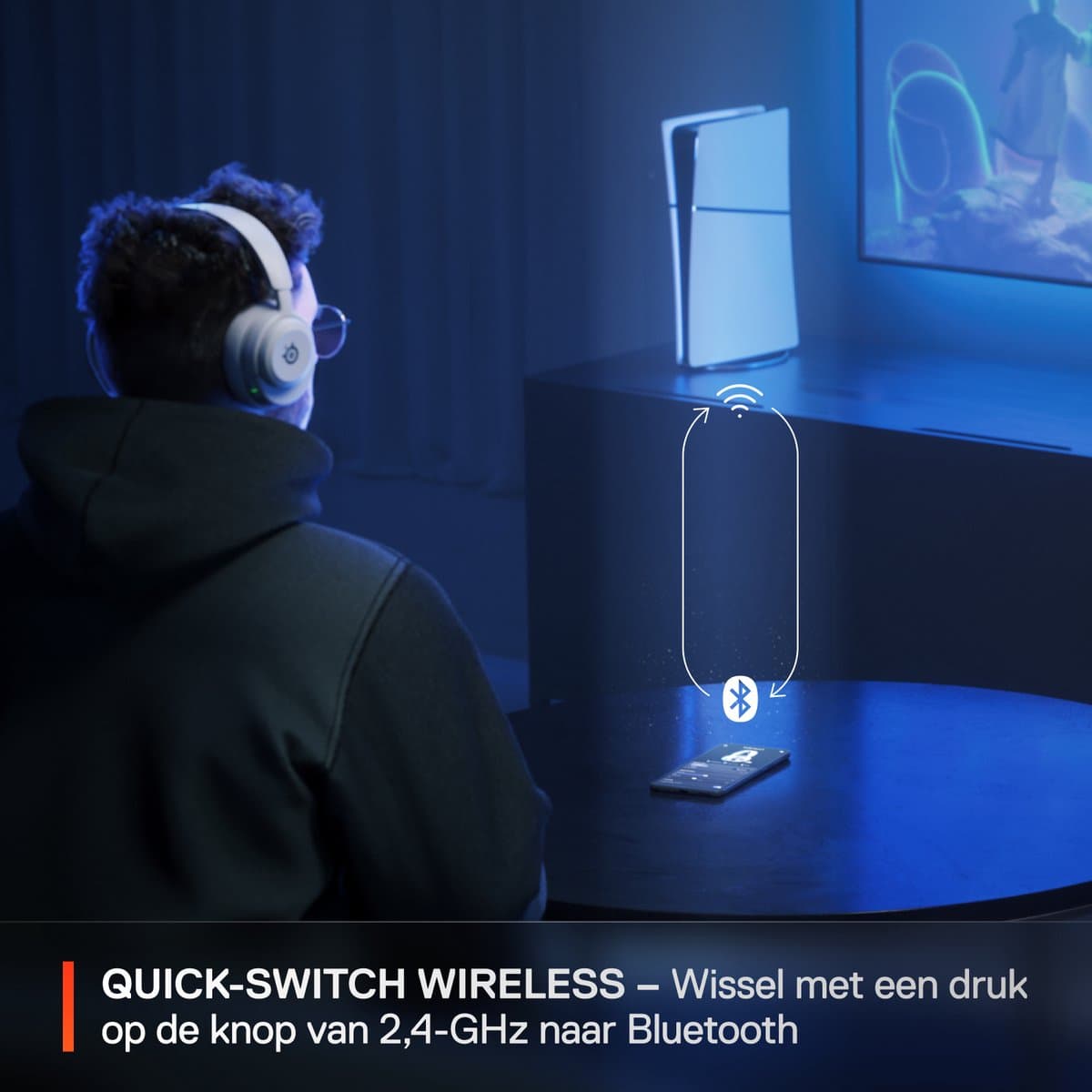 SteelSeries Arctis Nova 5 Wireless - Draadloze Gaming Headset - Wit - 100+ audio presets - 60 uur accuduur - 2.4-GHz en Bluetooth - PC, PS5, Switch & Mobiel thumbnail 4