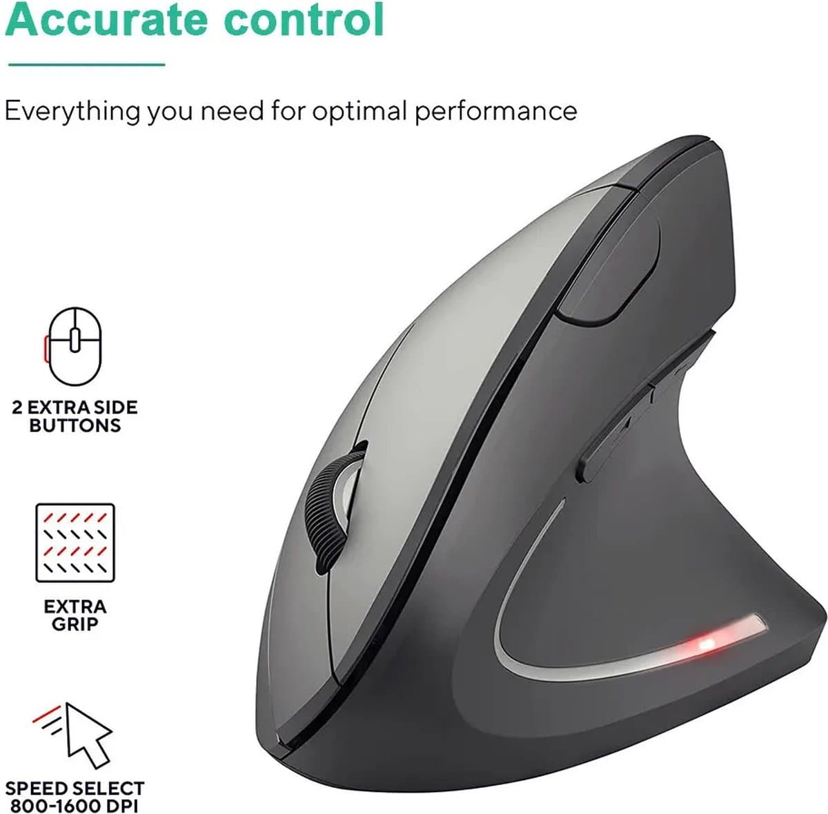 Verticale Muis Ergonomische 2.4Ghz Draadloze Optische Muizen 3 Verstelbare Dpi 800/1200/1600 6 Knoppen Voor Laptop Pc Computer Desktop thumbnail 6