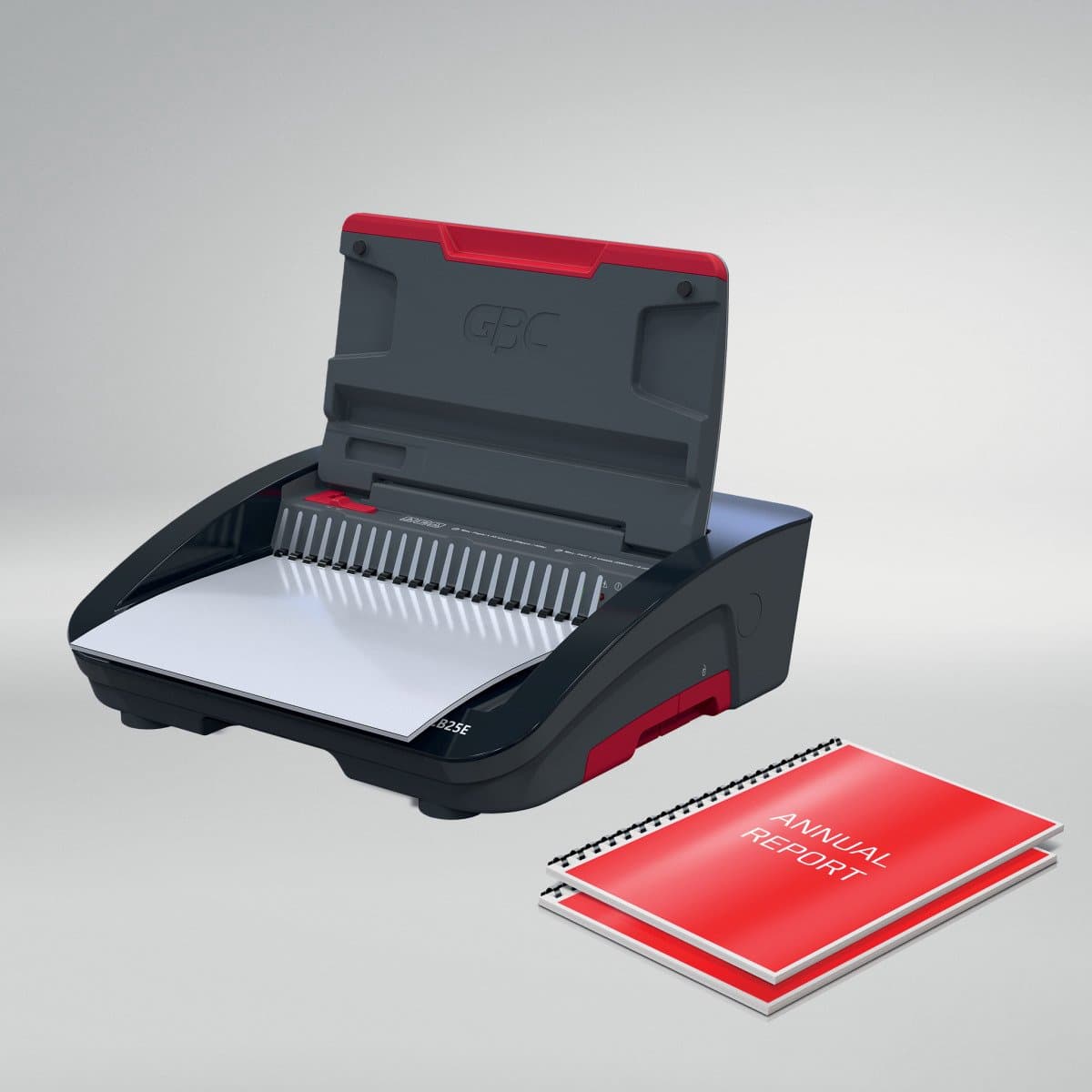 GBC CombBind® CB25E Elektrische Inbindmachine - Plastic Bindruggen - 450 Vel - Zwart/ Rood thumbnail 7