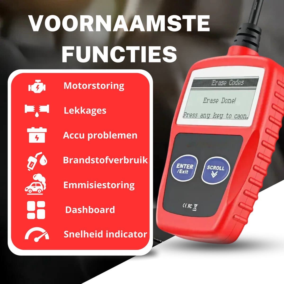 OBD2 Scanner – Auto Uitlezen & Storing Verwijderen – Nederlands – Plug & Play – CE-Gecertificeerd – Jumalu thumbnail 3