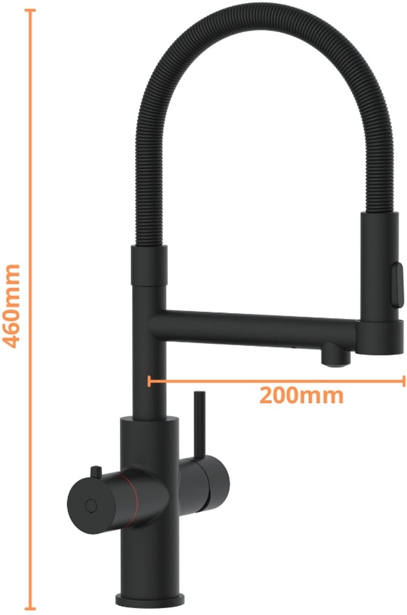 3-in-1 kokendwaterkraan ZWART | Flexibele uitloop thumbnail 3