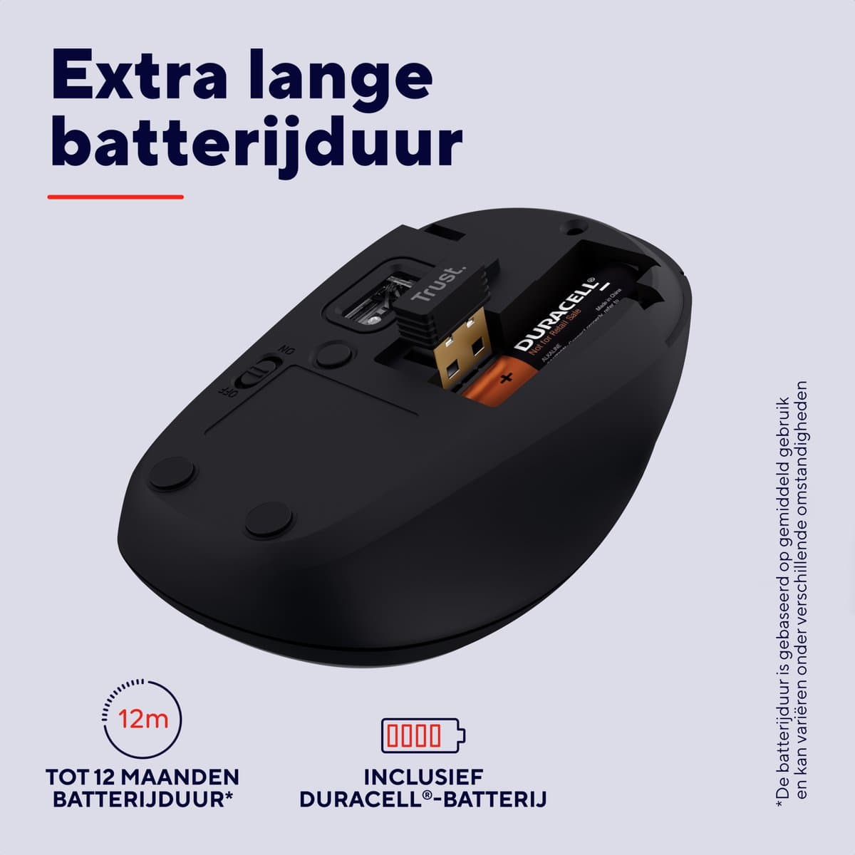 Trust Yvi+ Bluetooth - Draadloze Muis - Bluetooth & USB ontvanger- Compact - Stillere klikken - Zwart thumbnail 4