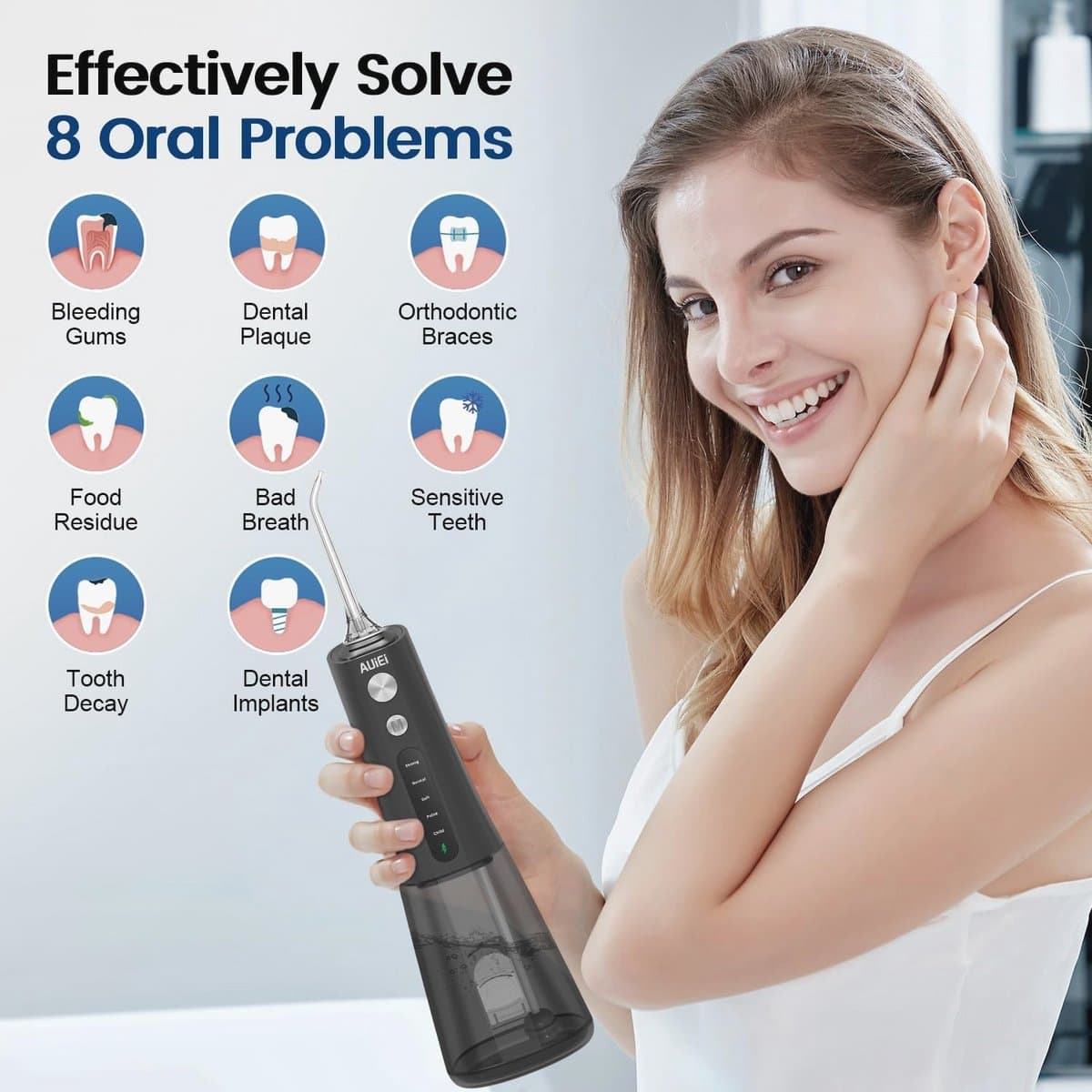 Waterflosser Draadloos - Professionele Mondirrigator met 5 Modi en 4 Straaltips, USB-C Oplaadbaar - Draagbare Tandenreiniger voor Thuis en Reizen thumbnail 4