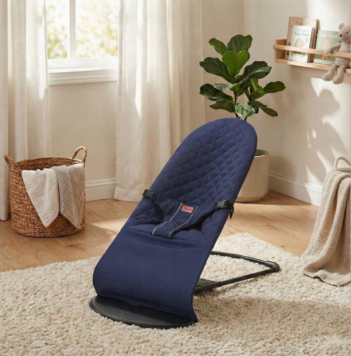 BayBoo Wipstoel Blauw - Baby Bouncer - Makkelijk Meenemen - Swing Stoel thumbnail 3