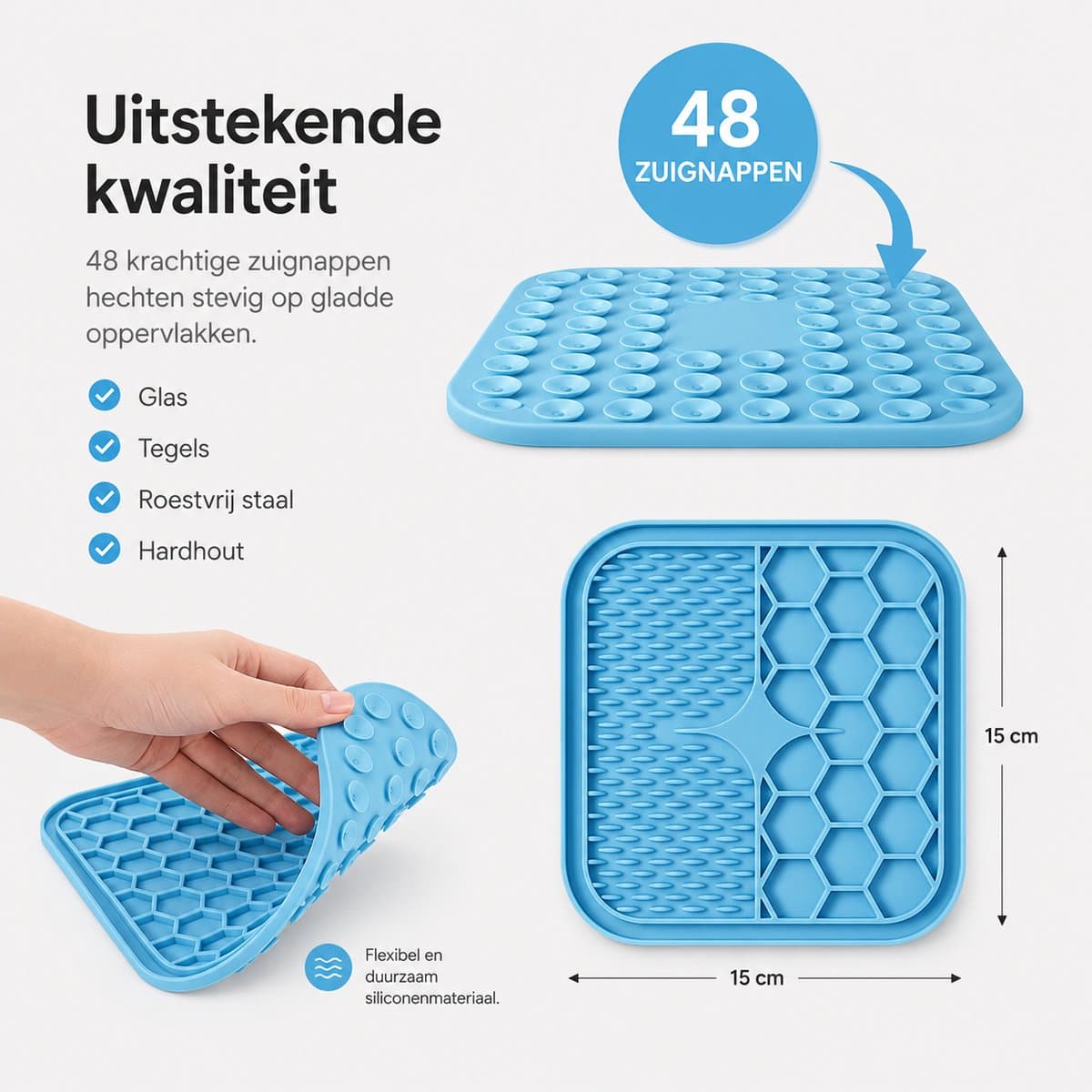 BOTC Likmat Hond met Silicone spatulas - 3-Delig Likmat Voermat Hond - voermat - Slowfeeder Hond - Blauw /Geel thumbnail 3