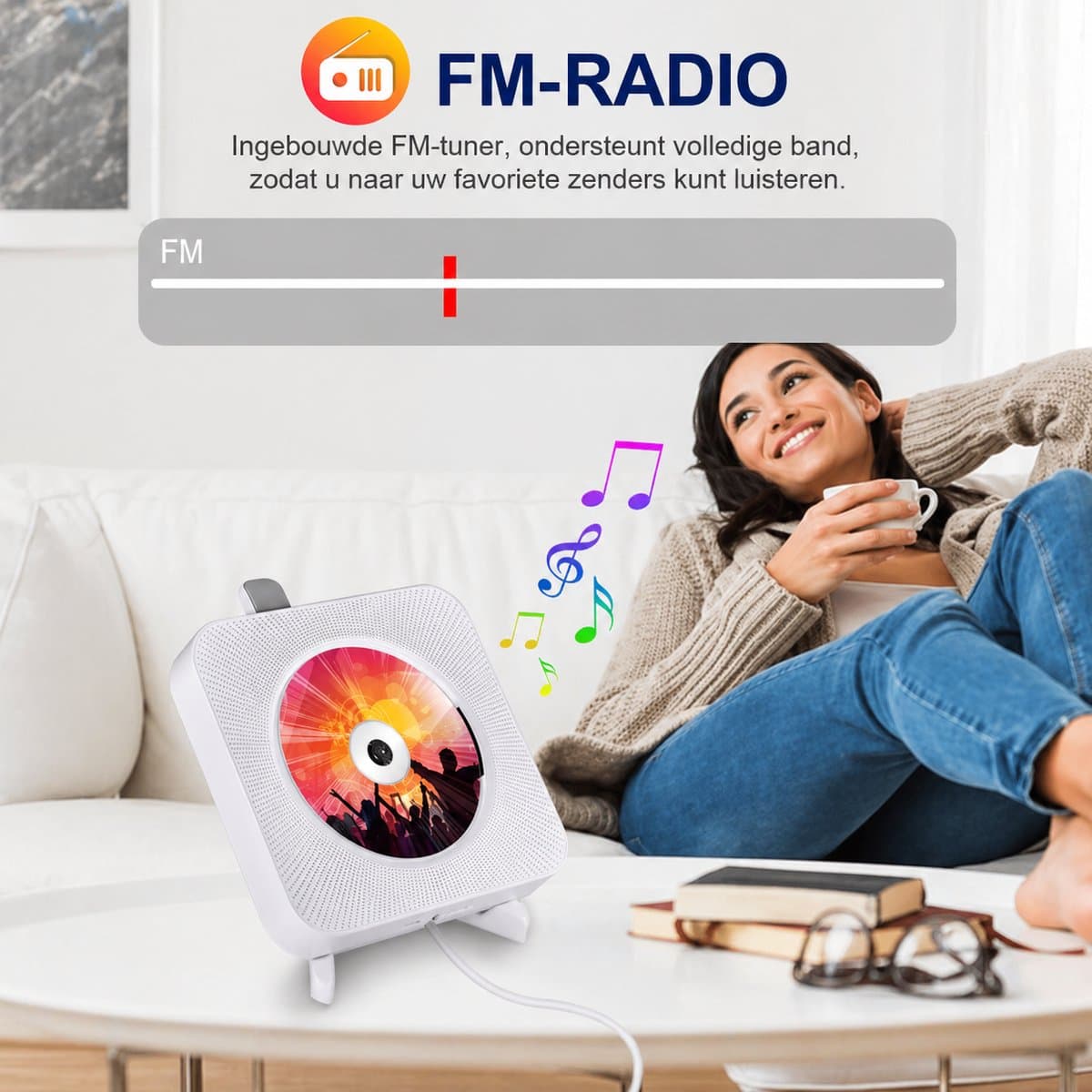 WINNES Draagbare CD speler met Bluetooth, Wandmontage CD-spelers Muziekspeler Home Audio Boombox met afstandsbediening FM-radio Ingebouwde HiFi-luidsprekers LCD-scherm MP3-koptelefoonaansluiting AUX-ingang Uitgang thumbnail 6