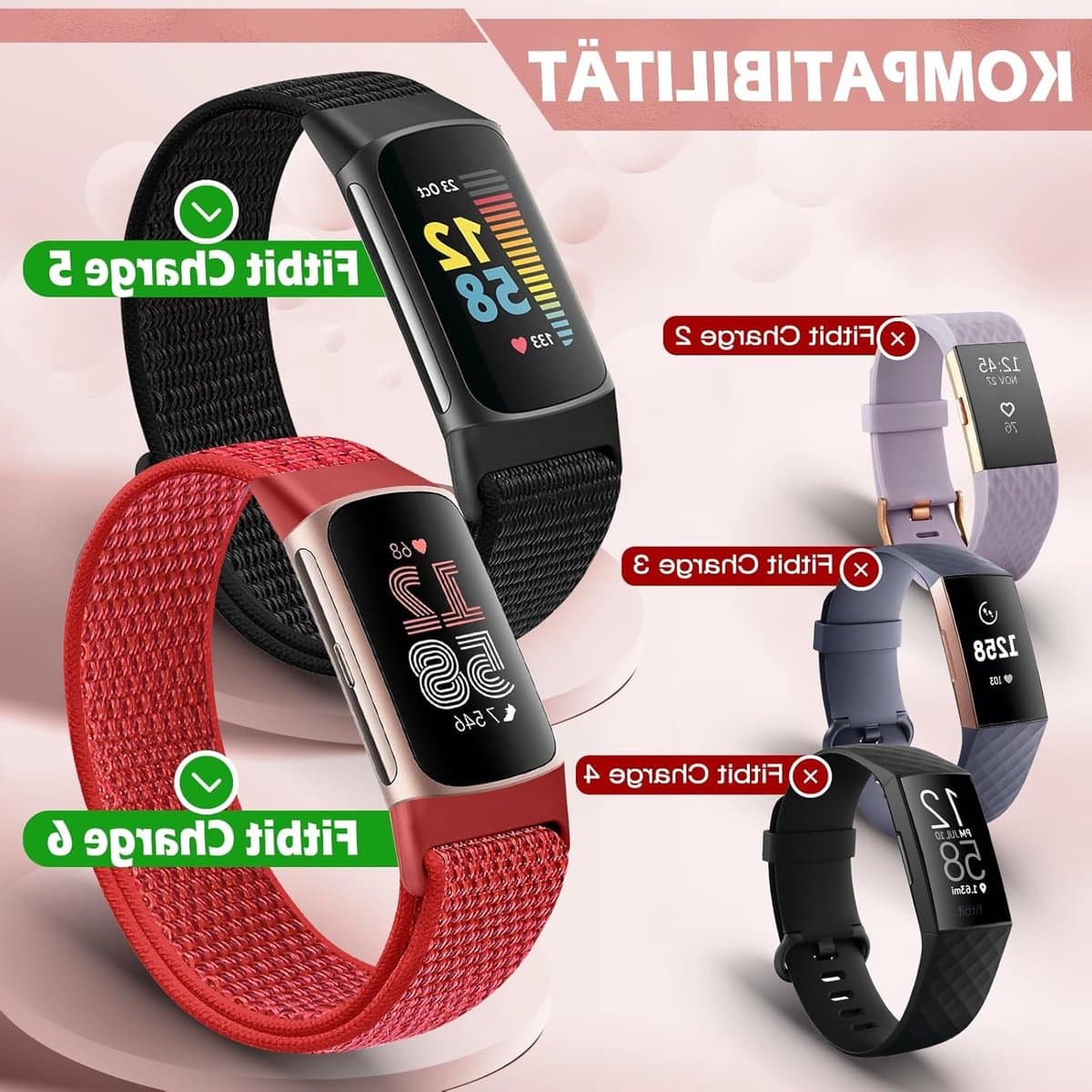 Verstelbare Nylon Sportband voor Fitbit Charge 5 - Ademend en Zacht Vervangingsband voor Fitness Tracker voor Dames en Heren thumbnail 6