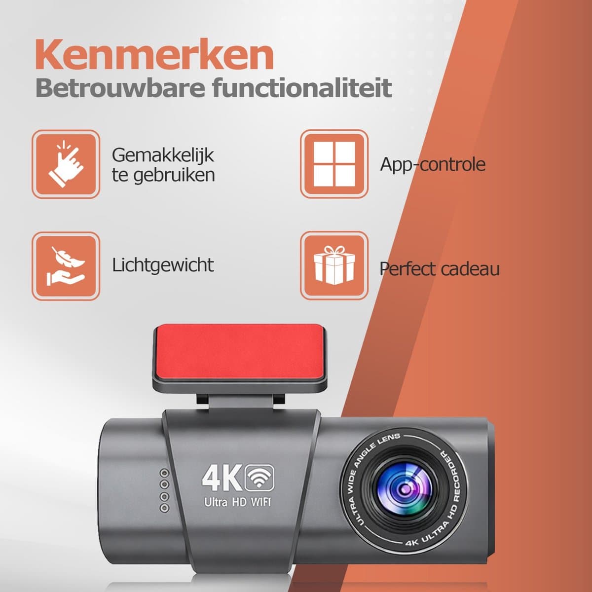 Neotex® Dashcam Auto 4K/1080P Dual Lens – Voor- en Achtercamera, Nachtzicht, G-Sensor, WiFi, Parkmodus thumbnail 6