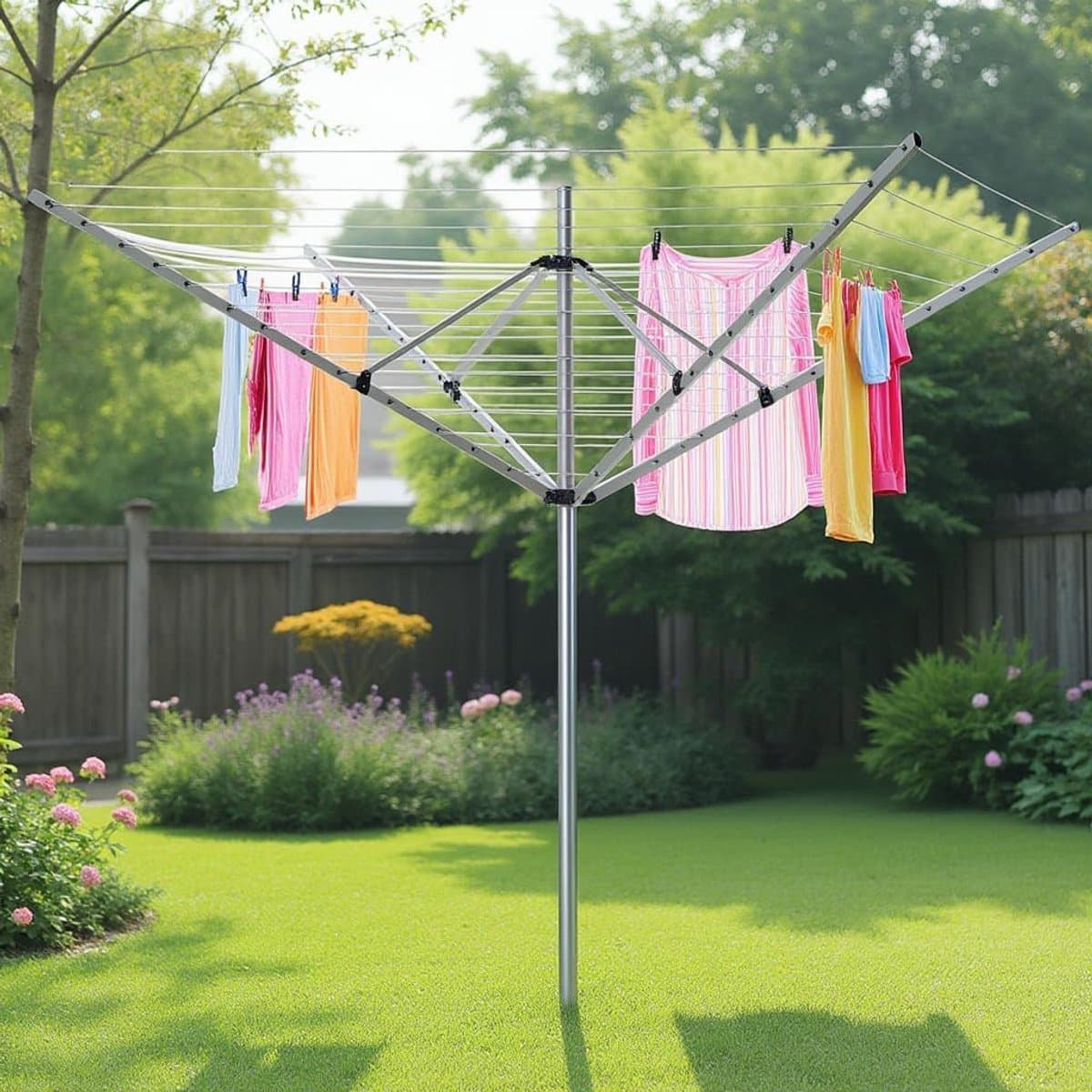 Droogmolen Tuin - Wasrek Buiten - Kleding Drogen - Hoogte Verstelbaar - 50 Meter Lijn - Zilver thumbnail 8