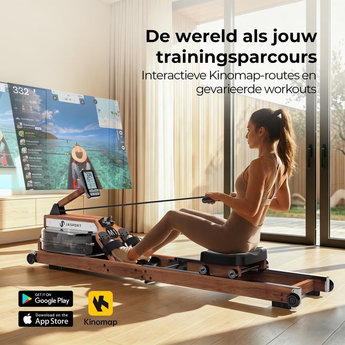 JASPORT M1 Roeimachine voor Thuis – Inklapbaar, 20 L Watertank, Bluetooth & LCD-display thumbnail 5