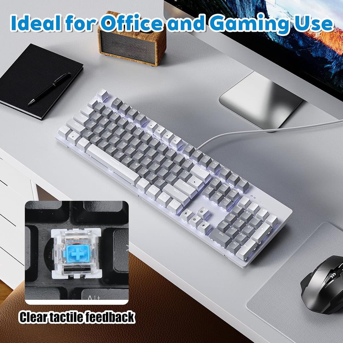 Toetsschakelaars - 50Stuks - Toetsenbord DIY Toetsenbord - Mechanische Switches - met Schakelaartrekker en Borstel - Computeraccessoires thumbnail 3