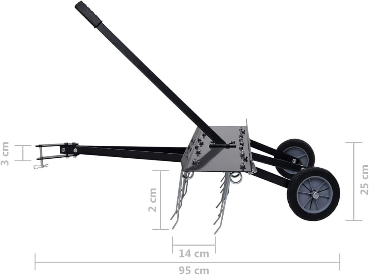 Verticuteermachine Gazontractor - Grasventilator Opzetstuk - Gazon Onderhoud - Werkbreedte 100 cm - 102 x 85 x 37 cm - Zwart thumbnail 7