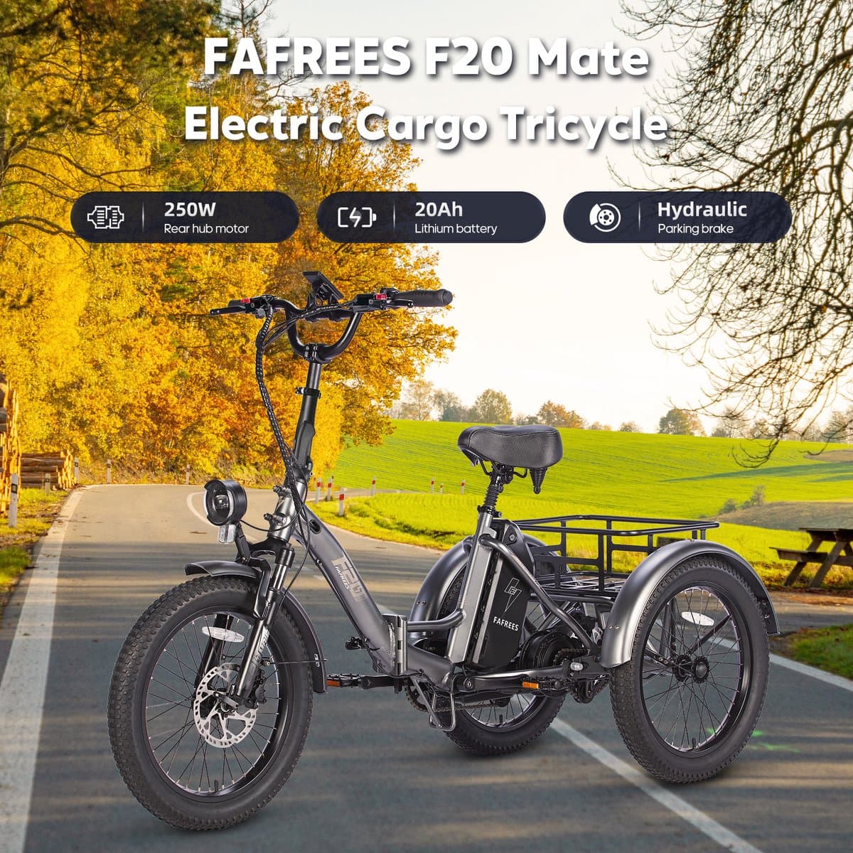 Fafrees F20 Mate Opvouwbaar Elektrisch Driewieler – 48V 20Ah Accu, 110km Bereik, 20"x3.0" Vetbanden, Hydraulische Remmen – Blauw thumbnail 5