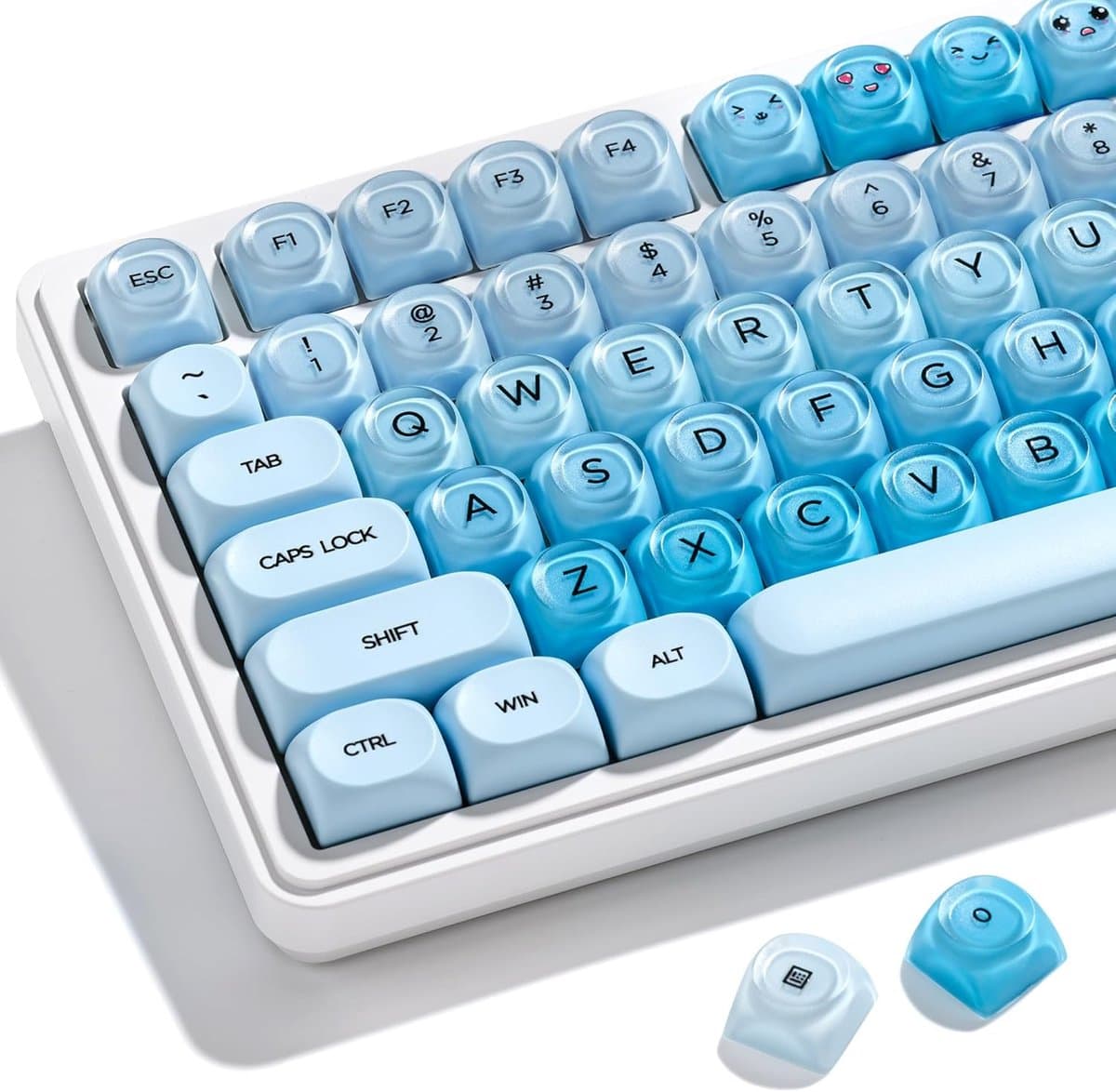 Draadloos Toetsenbord Keycaps - 132 Toetsknoppen PBT+PC Shine Through Keycap Set - Gradient keycaps - Mechanisch Keycaps - Gaming Toetsenbord Keycaps - Comfortabel & Duurzaam voor Mechanische Toetsenborden - Blauw