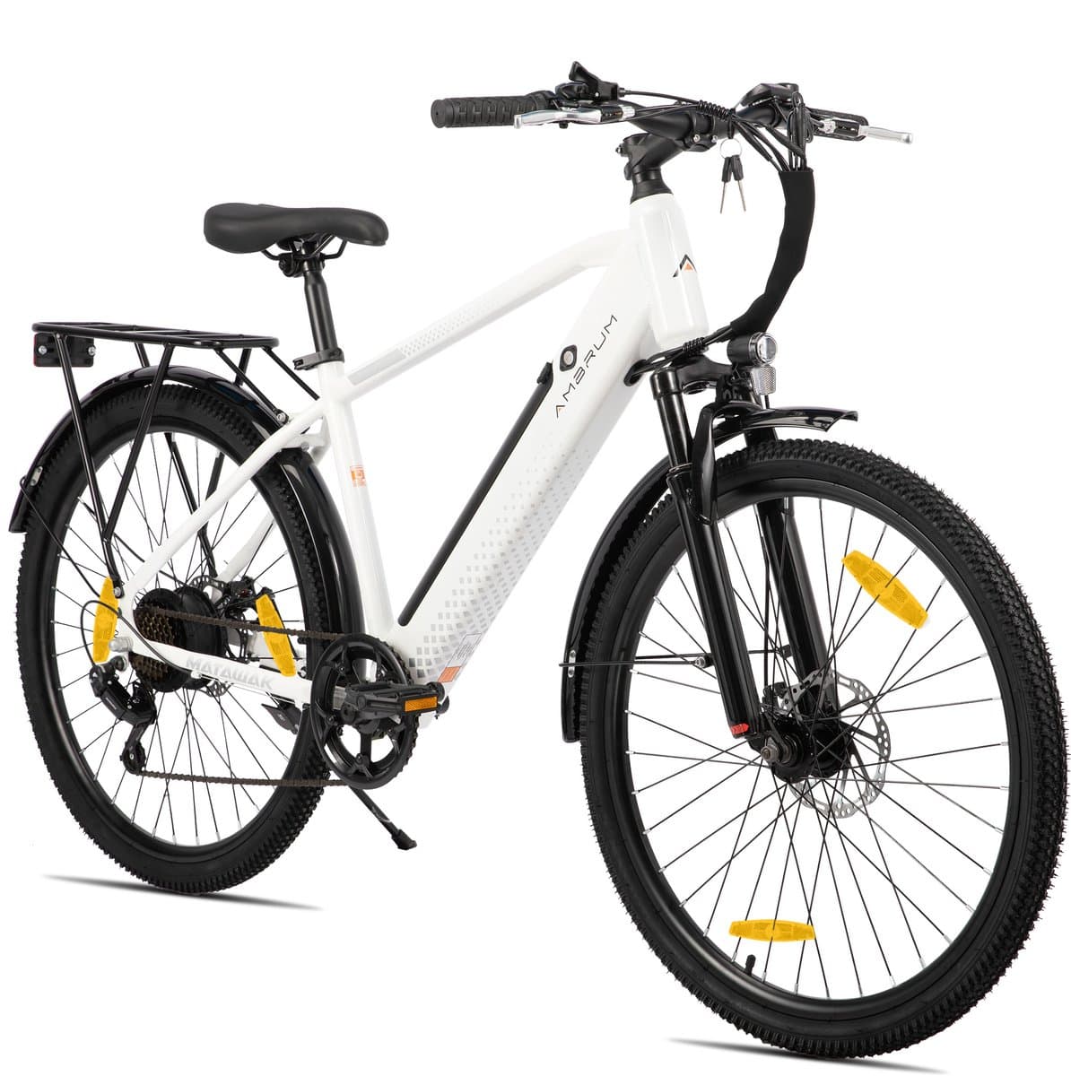 HILAND Matawak elektrische stadsfiets - 26 inch - 250W motor - 60km actieradius - 36V 10.4Ah accu - Shimano 7-versnellingen - Unisex - Wit thumbnail 7