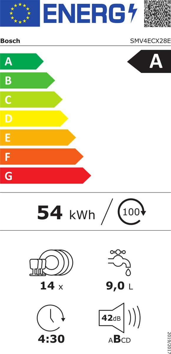 Bosch SMV4ECX28E - Serie 4 - Vaatwasser - Inbouwvaatwasser - Volledig geïntegreerd - 60 cm - Energielabel A - Home Connect - Extra Droog: optie voor extra grondige droogresultaten thumbnail 3