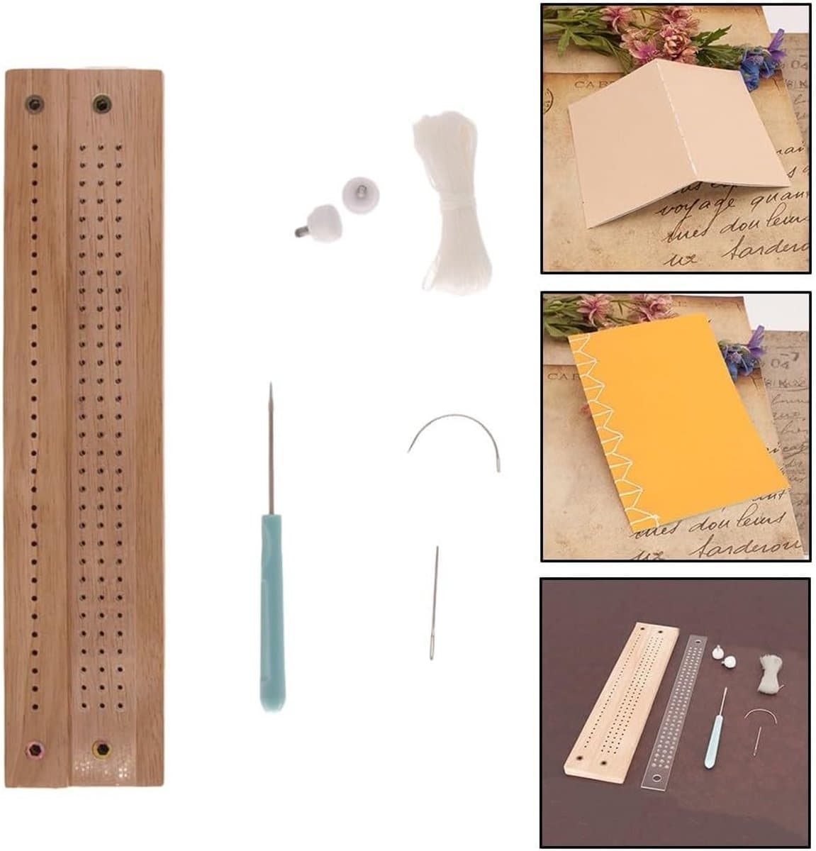 Boekbind Gereedschap - Papier Binding Set - Handgemaakte Boeken - Stevige Constructie - 28 x 65 x 4 cm - Houtkleur thumbnail 3