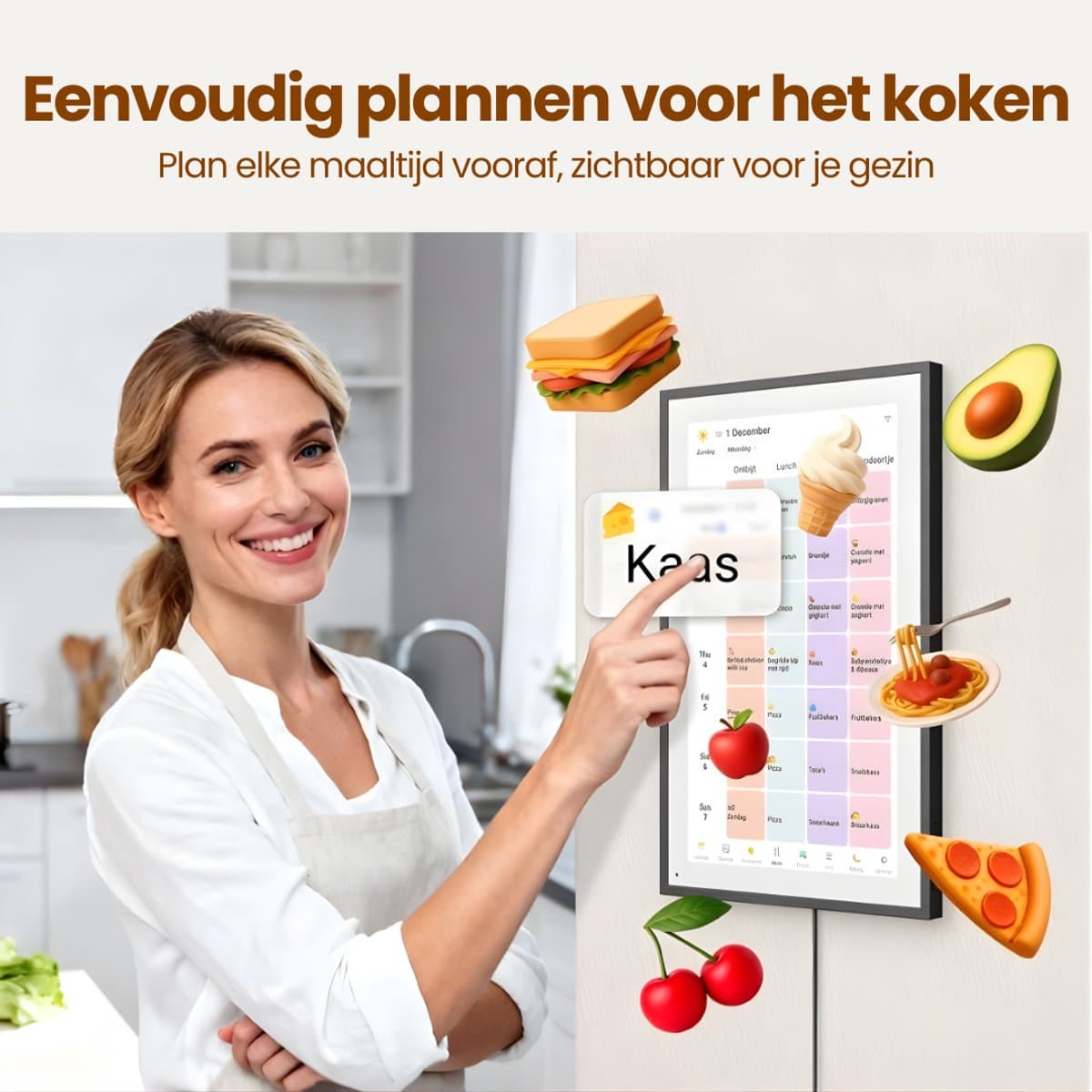 Digitale Kalender & Fotolijst met Touchscreen – 1080P Full HD – Zonder Abonnement – 10,1" inch – Gezinsplanner met Takenlijst & Maaltijdplanner – 32GB – Wand- en Bureaumontage thumbnail 4
